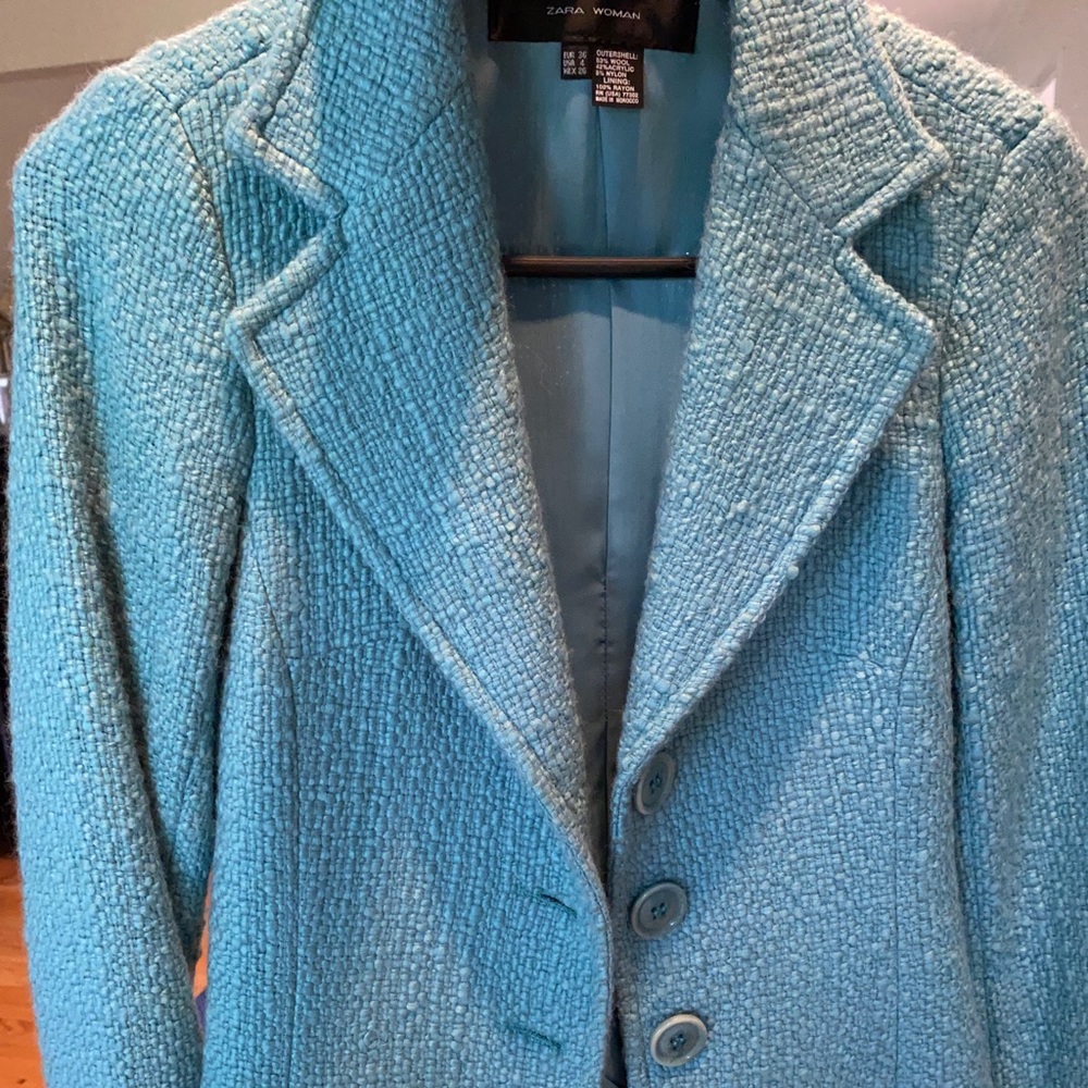 Zara tweed wool blazer, new